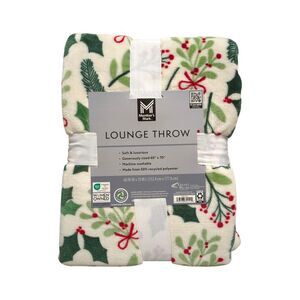 Holiday Holly - Member's Mark Oversized & Luxuriously Soft Lounge Throw, 60" x 7